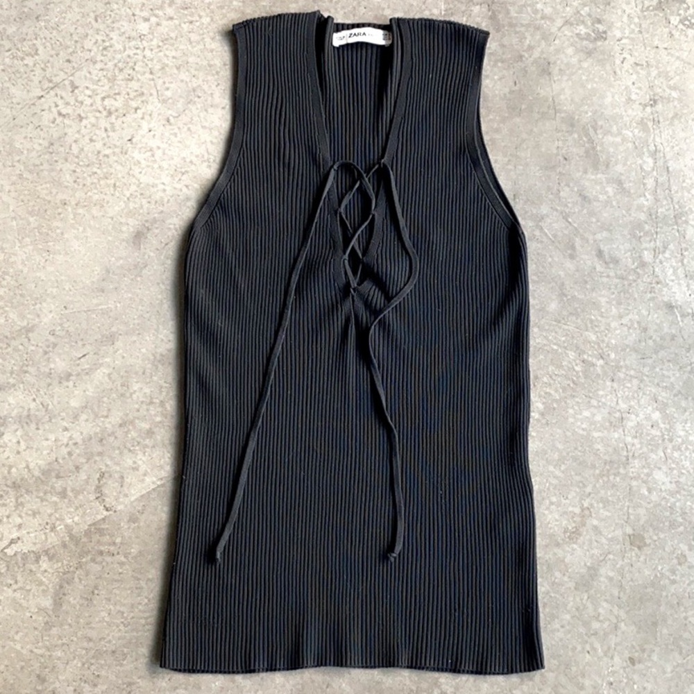 Zara knit lace up sleeveless